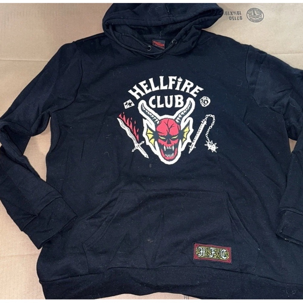 Stranger things Black Hellfire Club Hoodie mens 2x